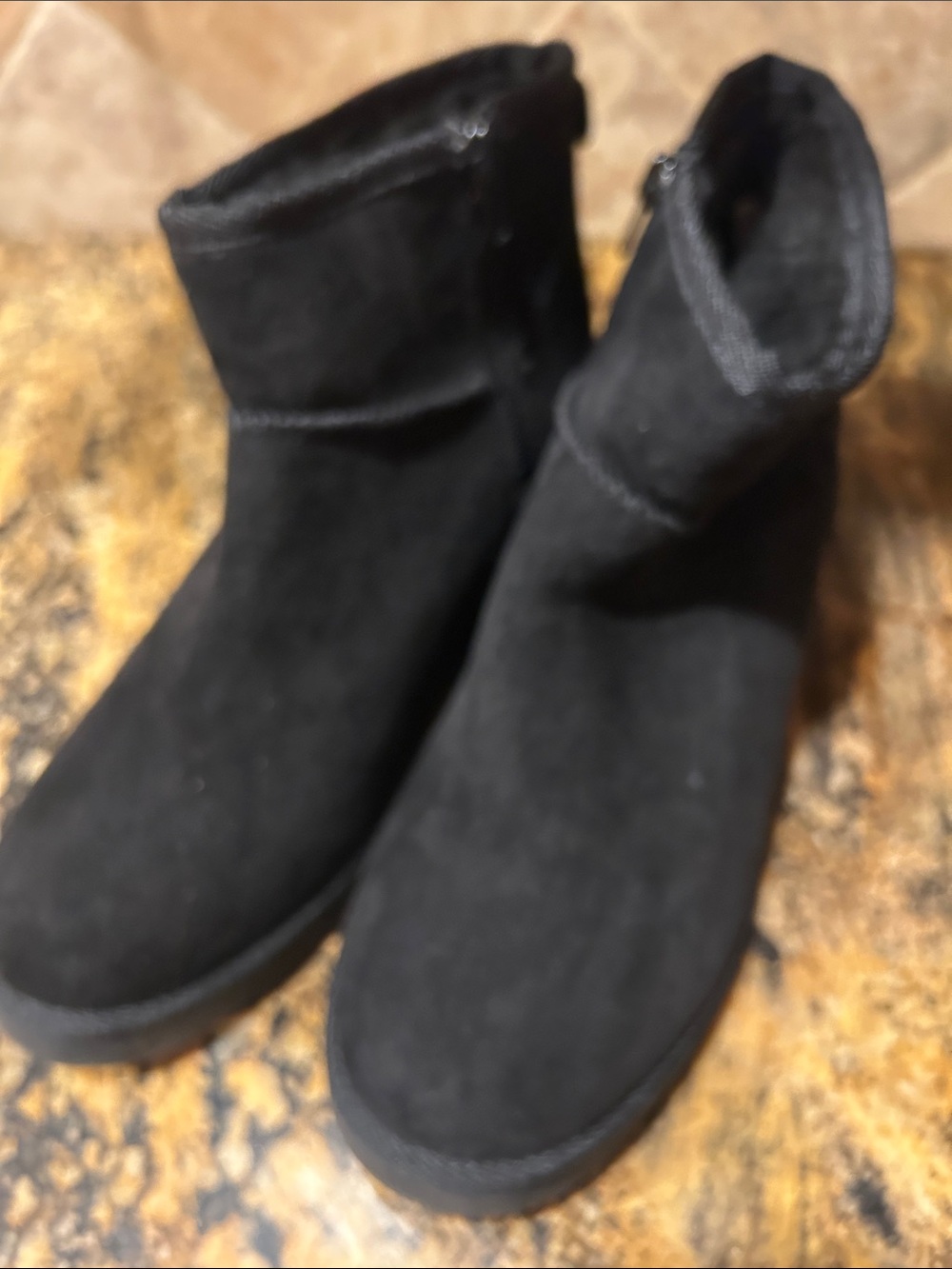 Women's Black Suede Ankle Booties